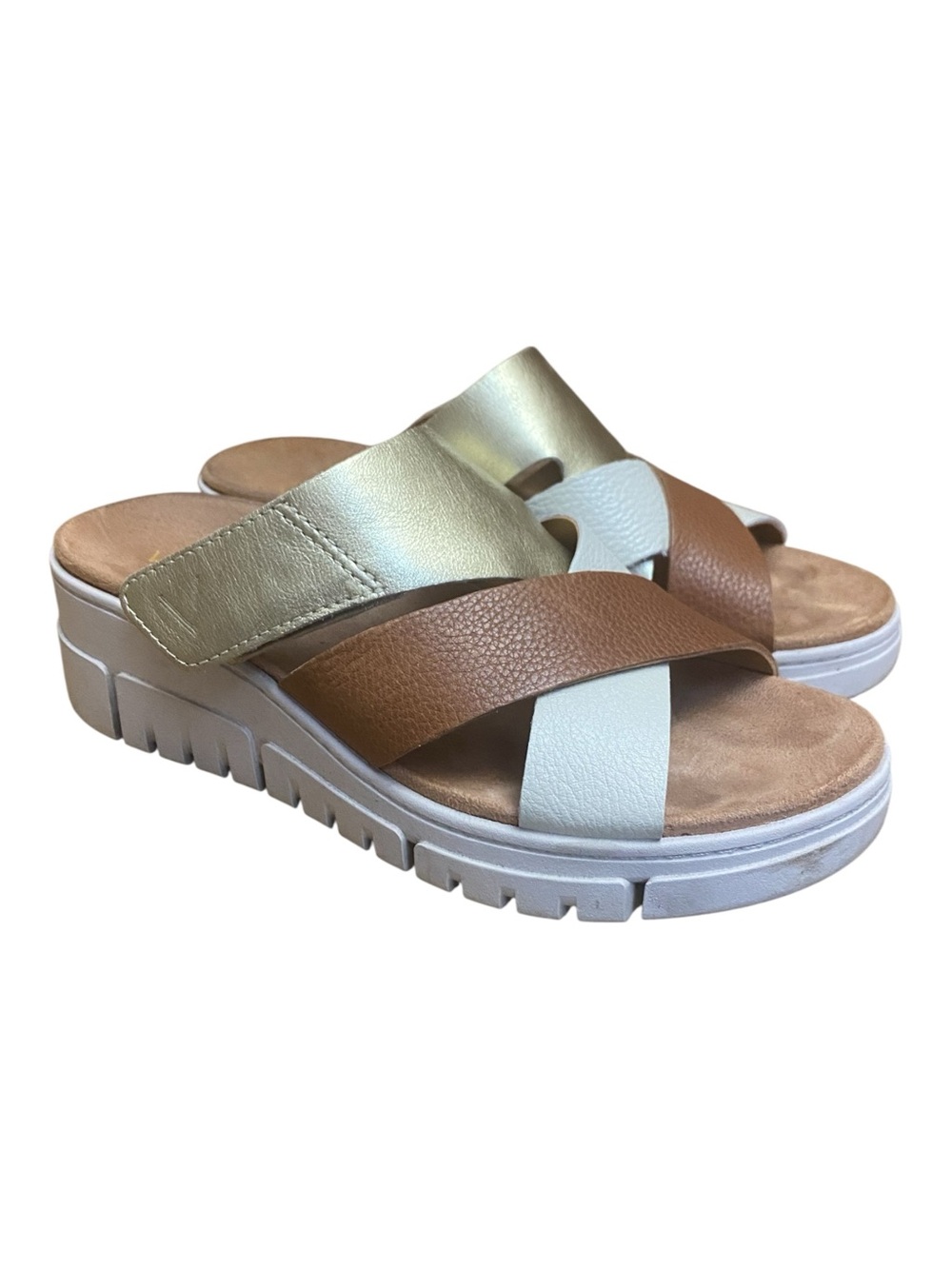 Vionic Womens Uptown Sunset Platform Wedge Slide Shoes Leather Summer - Picture 4 of 9